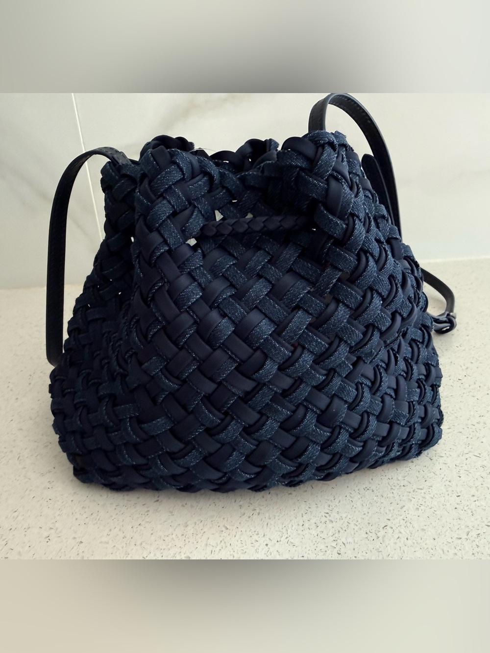 NAGHEDI Gramercy Double Weave Bucket Bag Denim Indigo - Picture 4 of 9